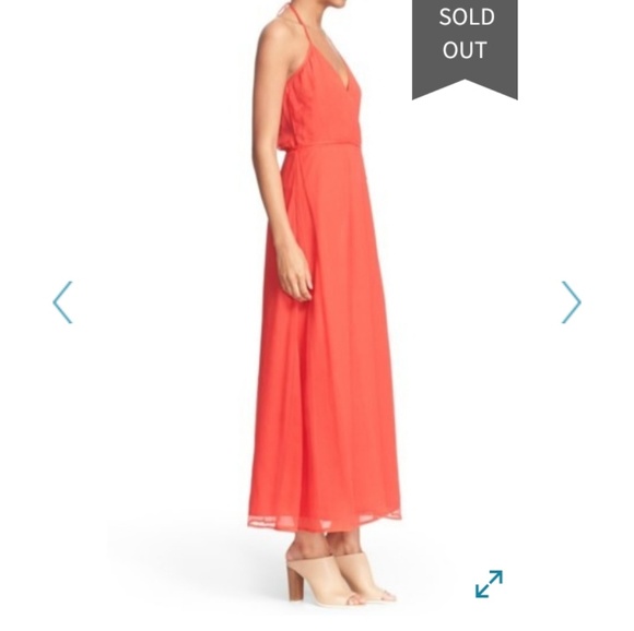 Frame Denim Le Maxi Silk Chiffon Halter Wrap Dress - Picture 3 of 4